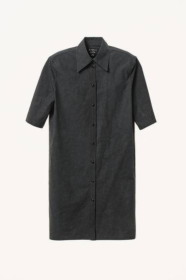 ショルダーパッド シャツワンピース WILLY CHAVARRIA X ZARAブラックZaraのショルダーパッド シャツワンピース WILLY CHAVARRIA X ZARA - ブラック 