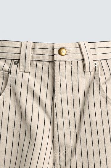 SHORT RELAXED FIT À RAYURES TENNIS - Écru de Zara - Image 8