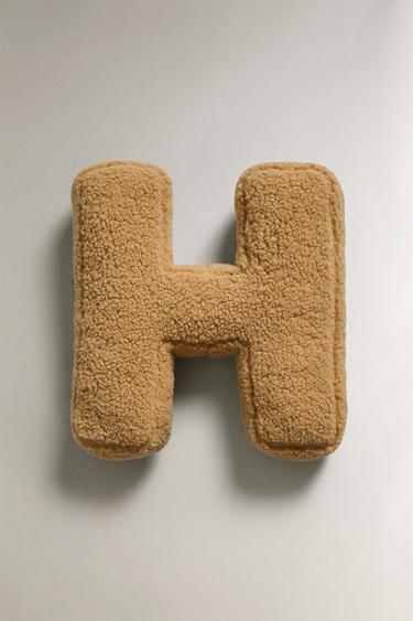 LETTER H CHILDREN’S CUSHION - Mustard by Zara - Image 0