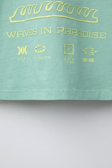 T-SHIRT IMPRIMÉ SURF - Vert de Zara - Image 3