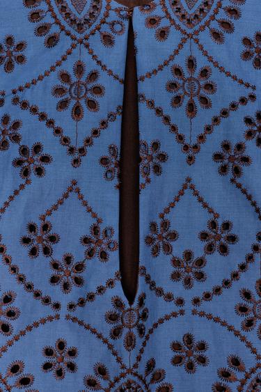 SHORT DRESS WITH CUTWORK EMBROIDERY - Brown-Blue by Zara - Image 7