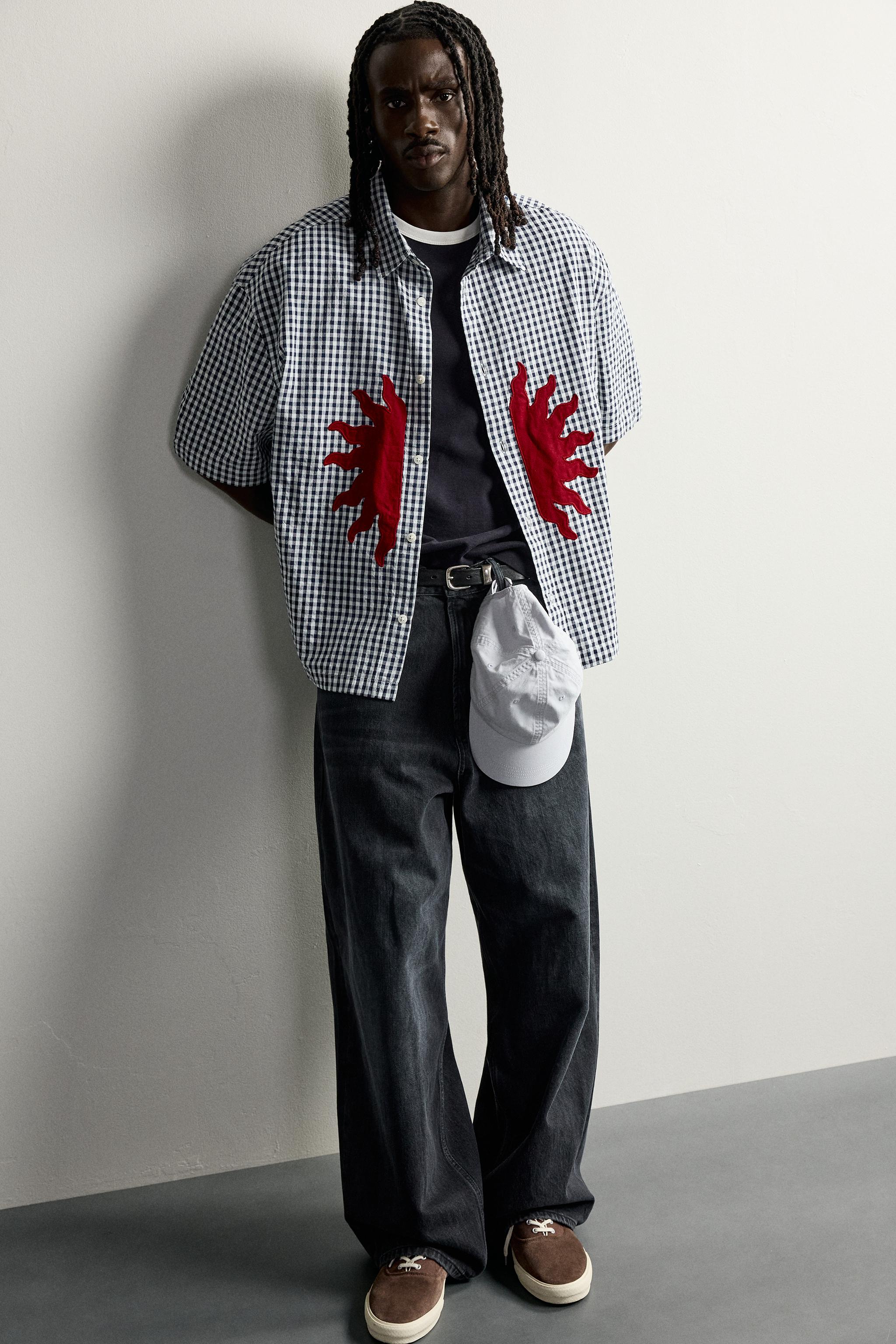 Мужские рубашки Zara RELAXED FIT PATCH SHIRT — фото 6