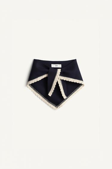 CROCHET WOOL BLEND TRIANGULAR SCARF LIMITED EDITION - Dark navy by Zara