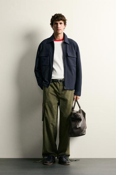 REGULAR FIT ZIP-UP OVERSHIRT - Navy blue by Zara - Image 0