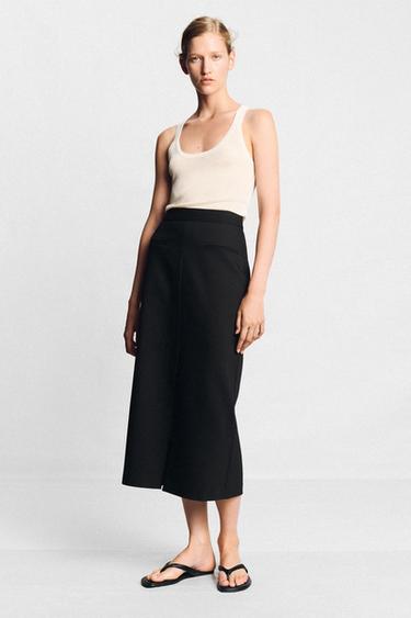 MIDI SKIRT WITH SLIT - Black by Zara