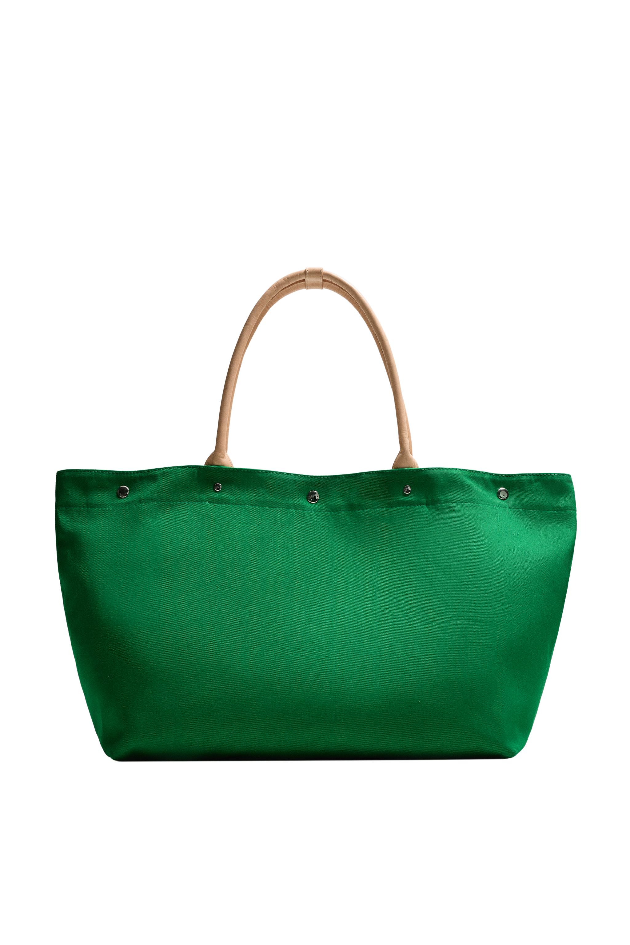 レザーディテール入りトートバッグ AARON LEVINE XZARA AARON LEVINE X ZARA LEATHER DETAIL SHOPPER BAG - Green | ZARA