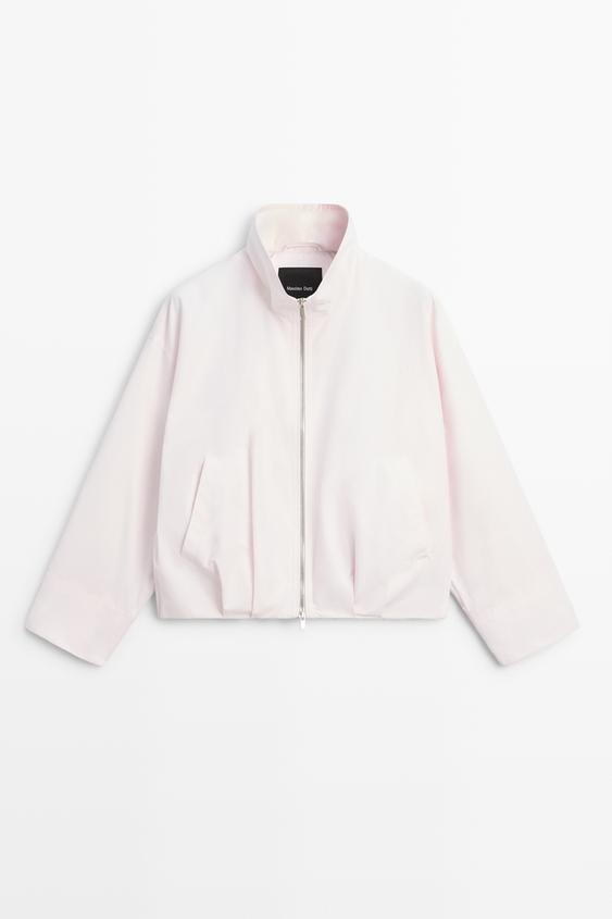 Zara High-neck bomber jacket - Pale pink - Image 0