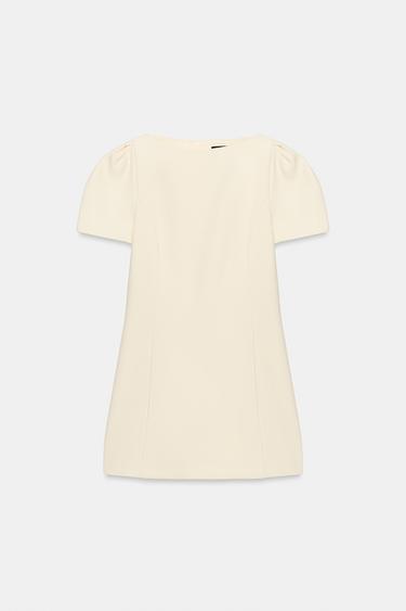 VESTIDO MACACÃO CURTO COM MANGA ABALONADA - Baunilha da Zara - Imagem 0