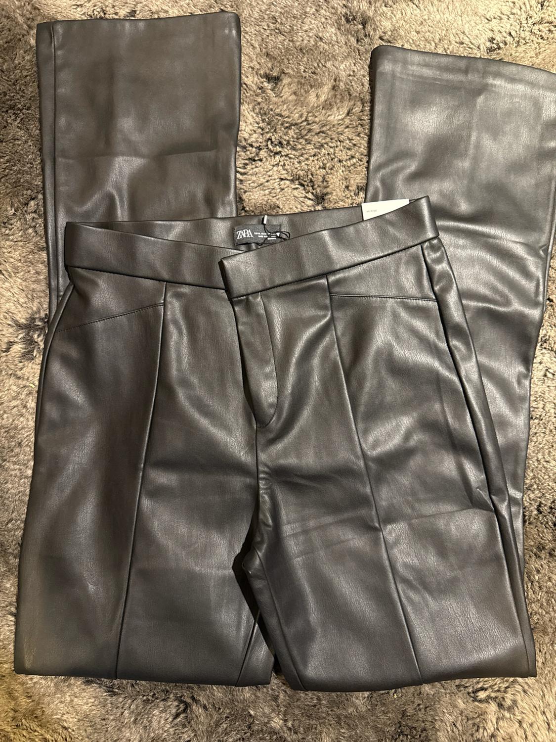 FAUX LEATHER HIGH-WAISTED LEGGINGS - Image 3