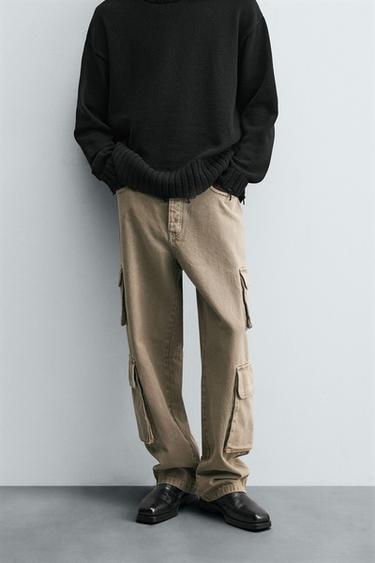 PANTALÓN DENIM CARGO BOLSILLOS - Arena de Zara