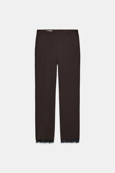 PANTALONI CAPRI CON PIZZO - Marrone di Zara