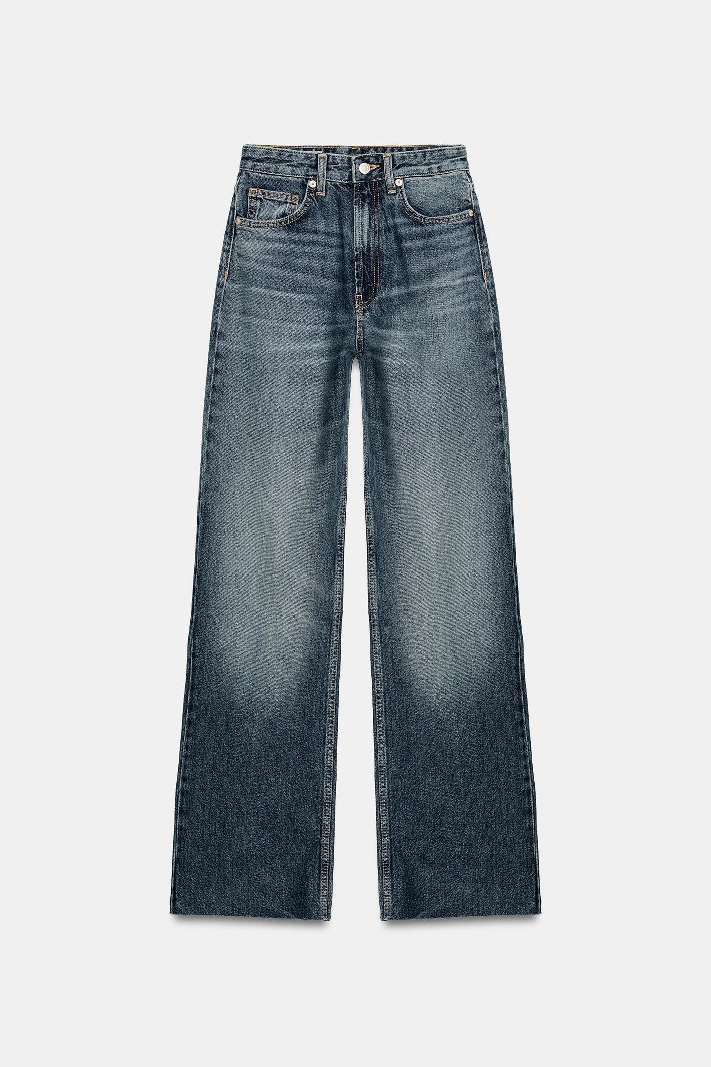 Женские джинсы Zara Trf High-Rise Wide Leg, цвет: Синий — фото 7