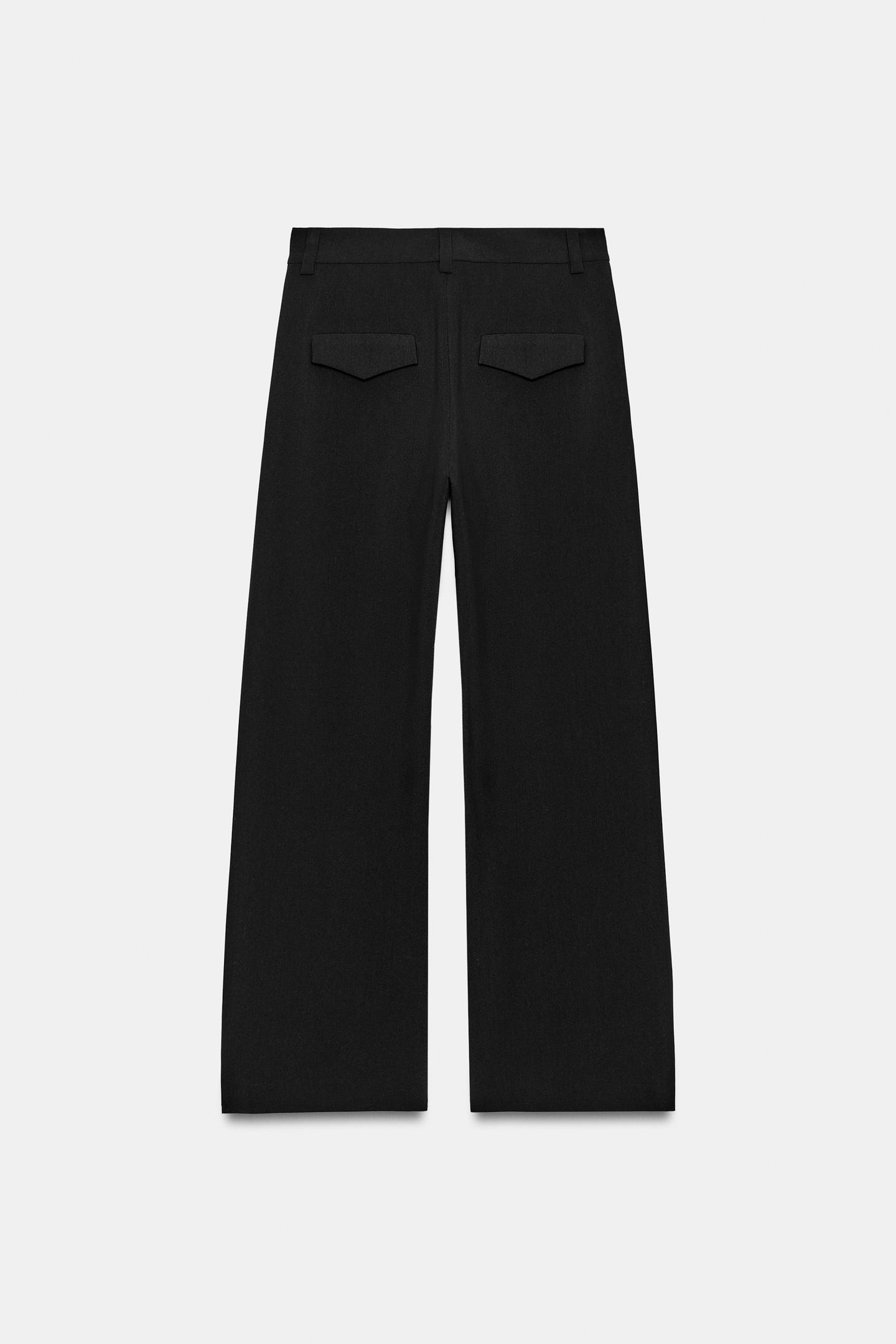 Женские брюки Zara Side Pleated ZW Collection, цвет: Чёрный — фото 7