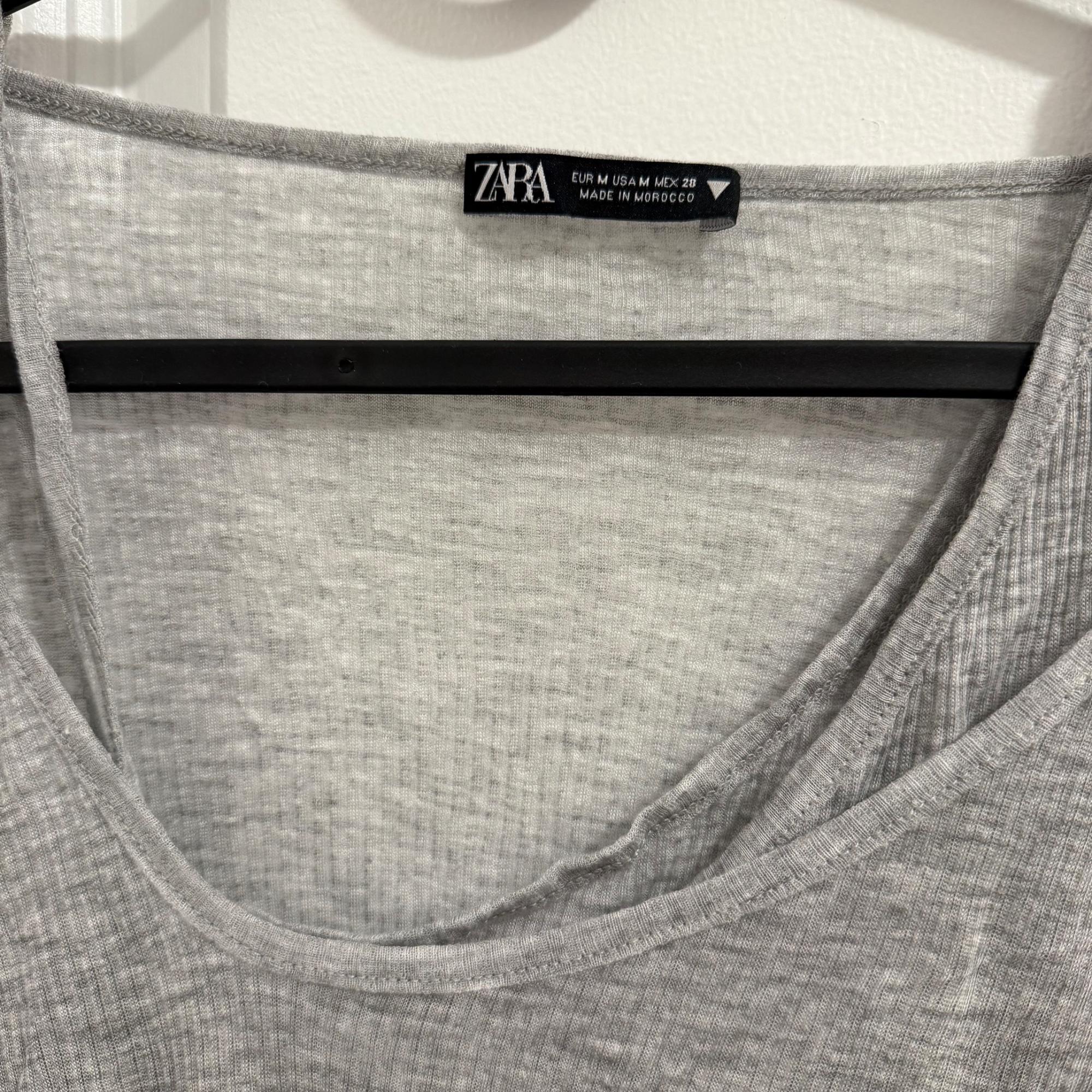 ZARA SEMI SHEER LAYERED GRAY LONG SLEEVE TOP SIZE M | SEGUNDA MANO