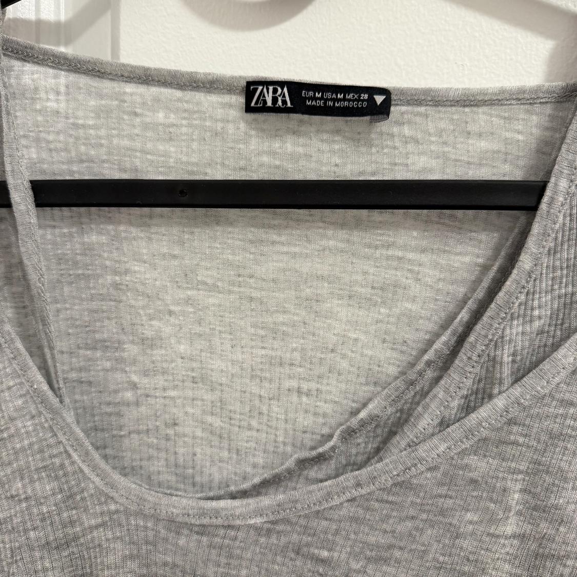 ZARA SEMI SHEER LAYERED GRAY LONG SLEEVE TOP SIZE M - Image 3
