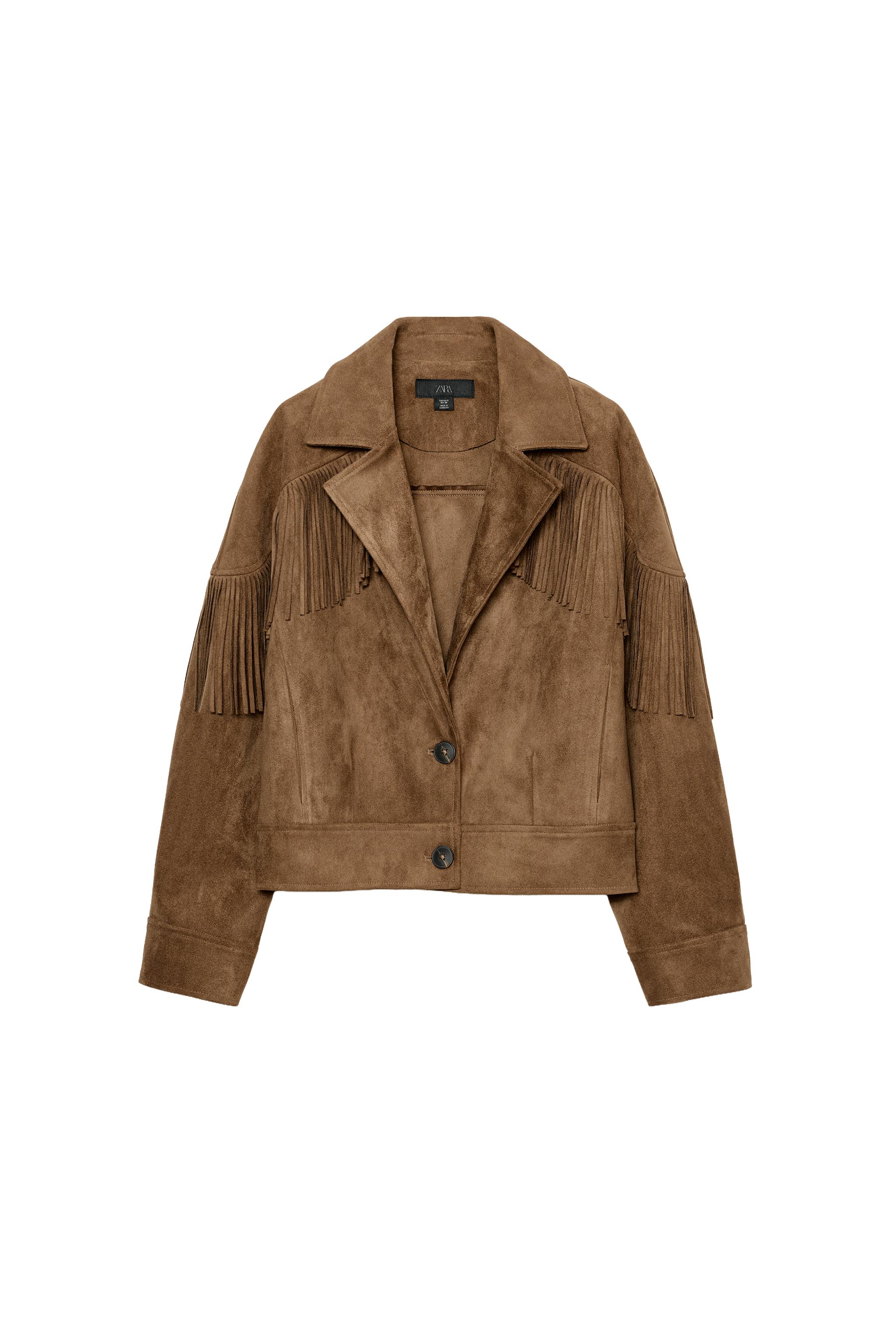 フェイクスエードフリンジジャケット - ゴールデンブラウン | ZARA