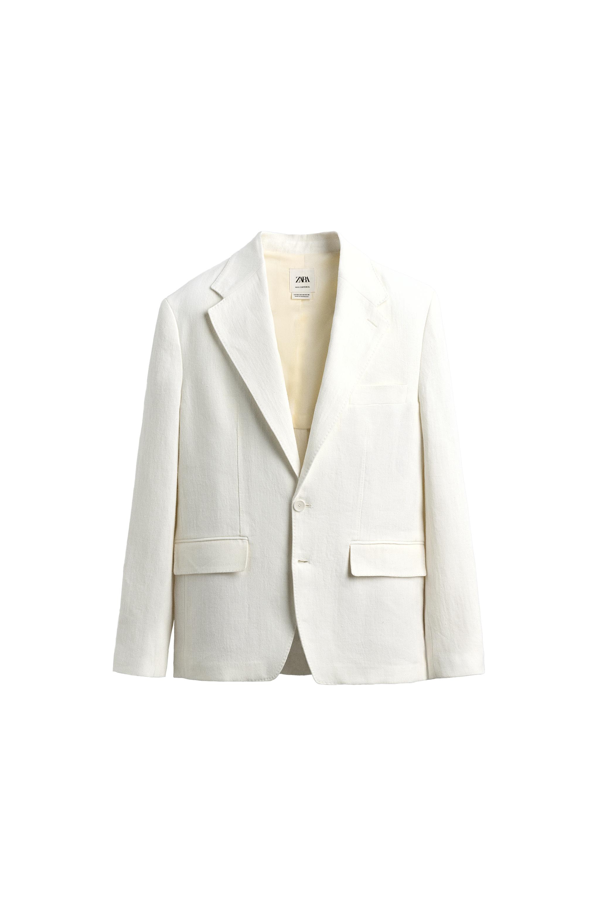 【OFF WHITE】リネン ブレザー ジャケット リラックスフィットリネンブレザー - ホワイト | ZARA Japan / 日本