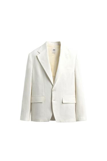 100% LINEN RELAXED FIT SUIT BLAZER - White by Zara