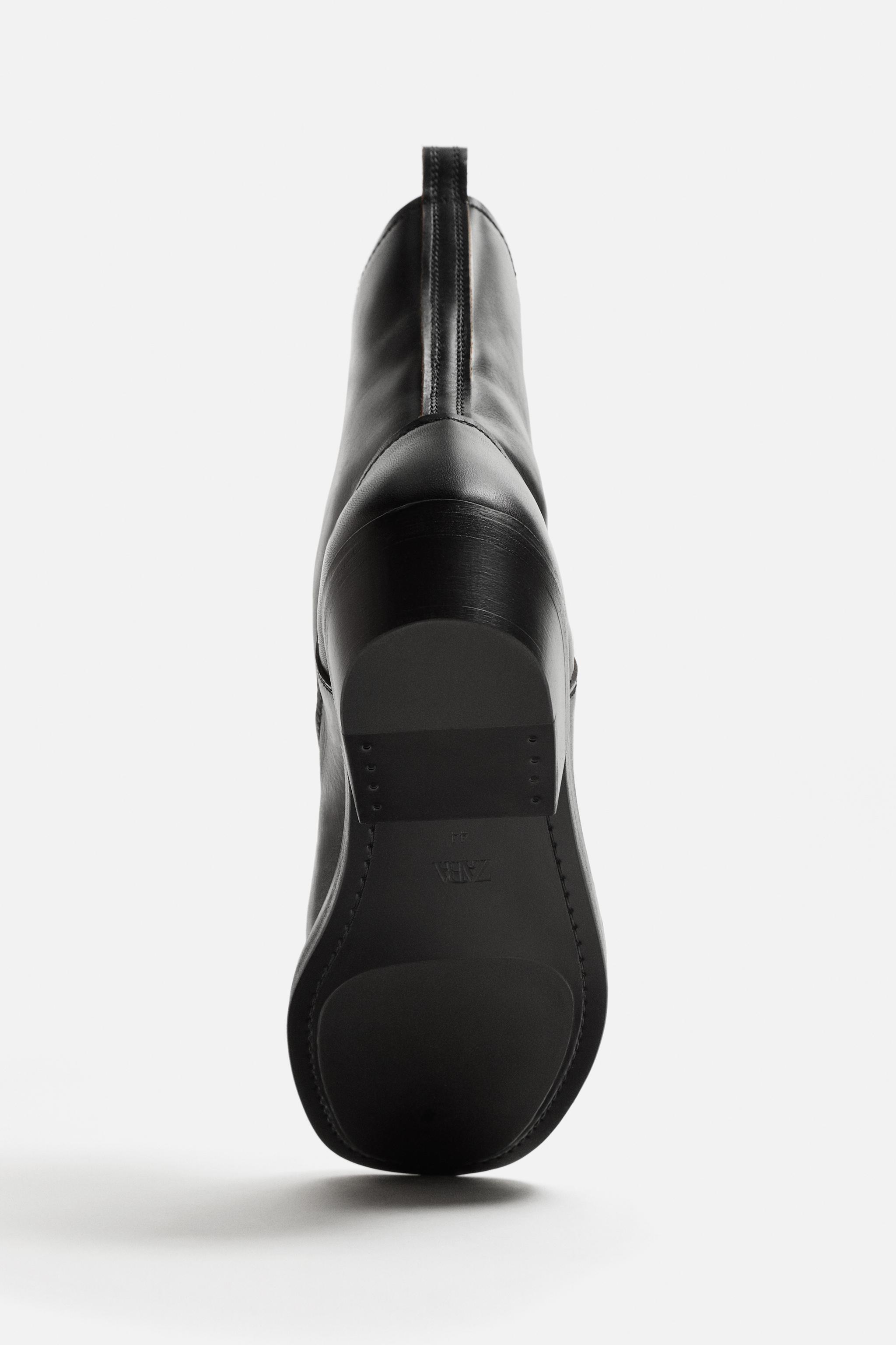 新品 ZARA 100%牛革 サイドジップブーツ 27 5cm 43 BLACK メンズ