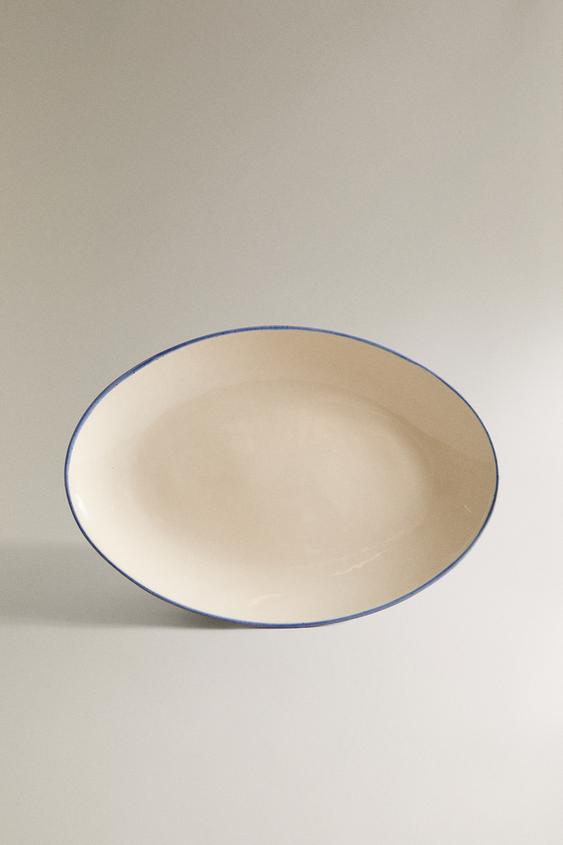 Shell Rim Motif Creamware STONEWARE SERVING DISH WITH CONTRAST RIM - Cream | ZARA Turkey