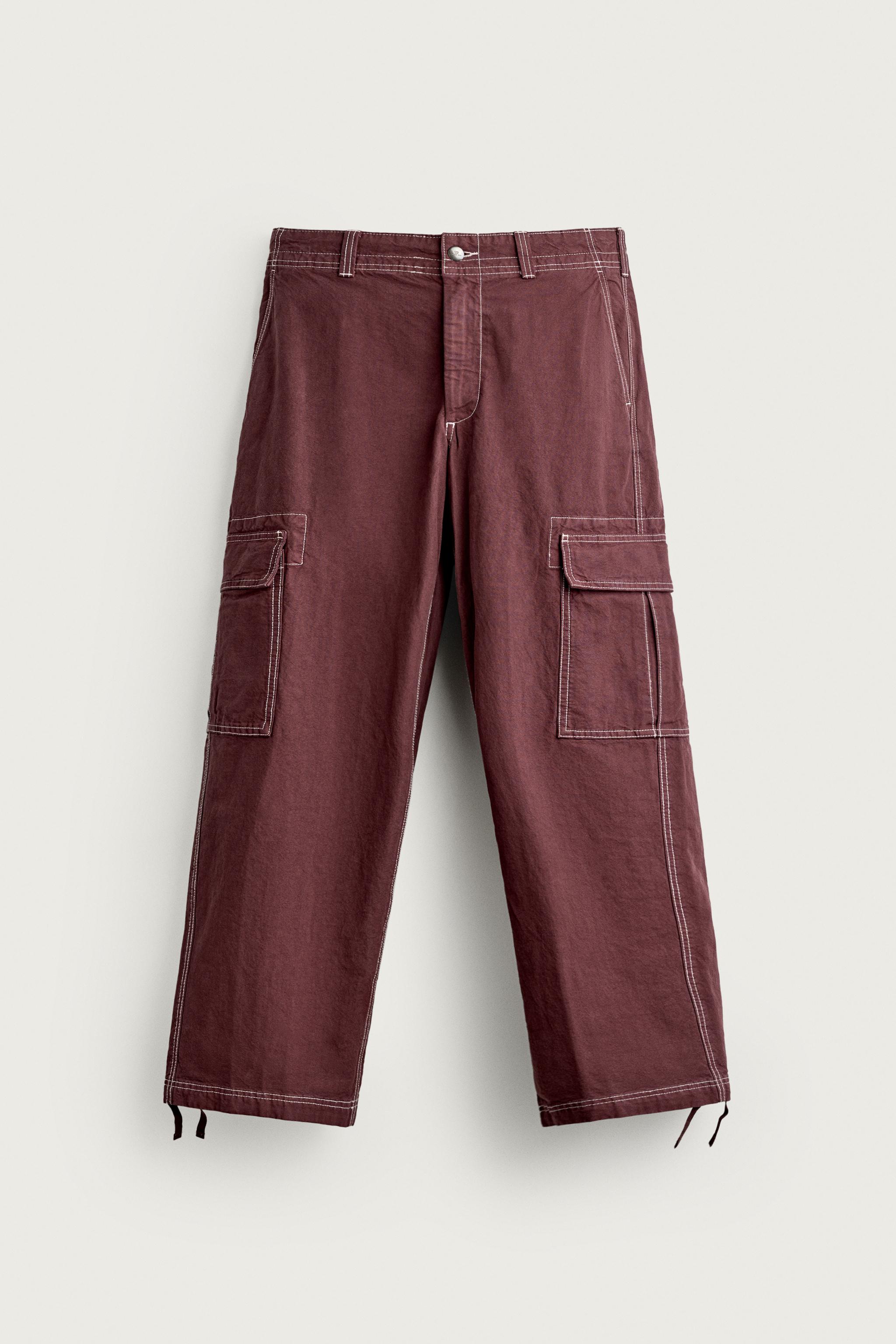 Zara DEKORATİF DİKİŞLİ RELAXED FIT KARGO PANTOLON görsel 6