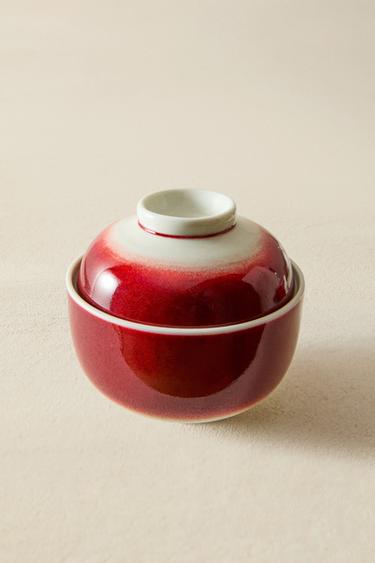 COLOURED PORCELAIN BOWL WITH LID - Dark red by Zara - Image 4
