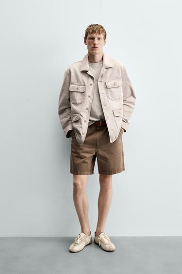 سترة REGULAR FIT مغسولة بجيوب - بيج فاتح by Zara - Image 0