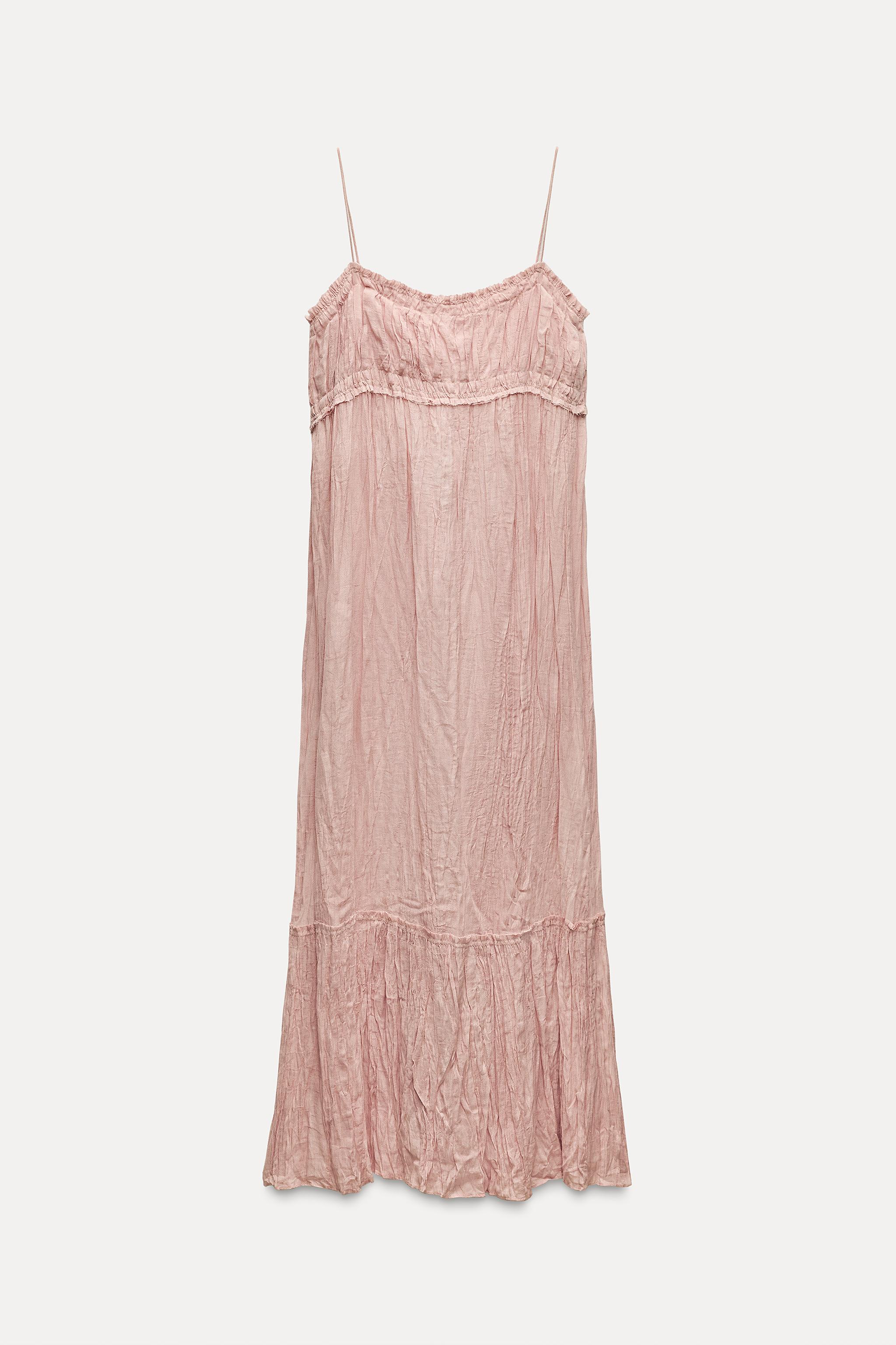 RAMIE BLEND MIDI DRESS ZW COLLECTION - Pale pink | ZARA