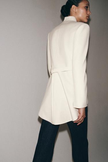 BLAZER LONGUE SANS REVERS ZW COLLECTION - Beige clair de Zara - Image 2