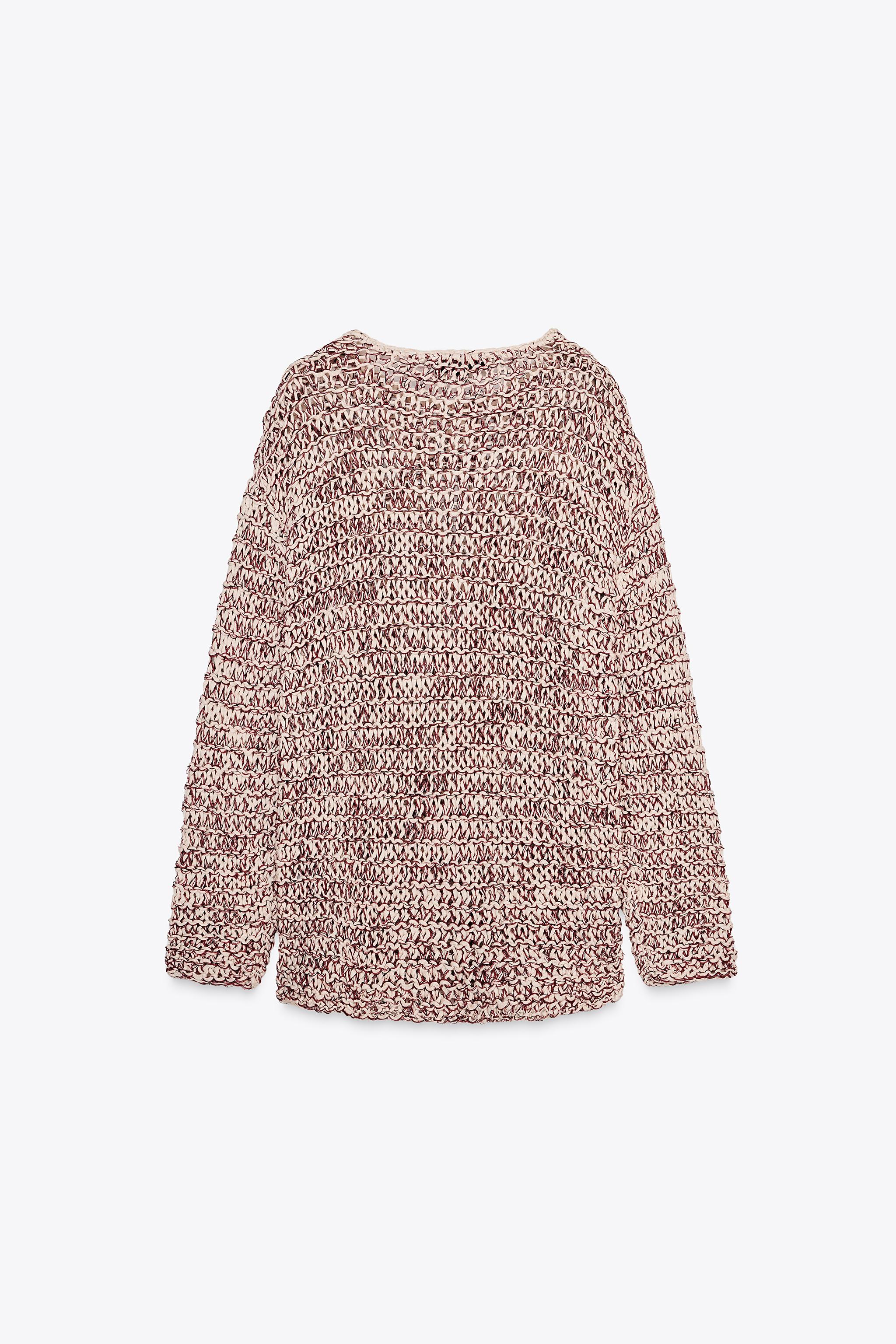 COMBINATION KNIT SWEATER - White / Maroon | ZARA United States