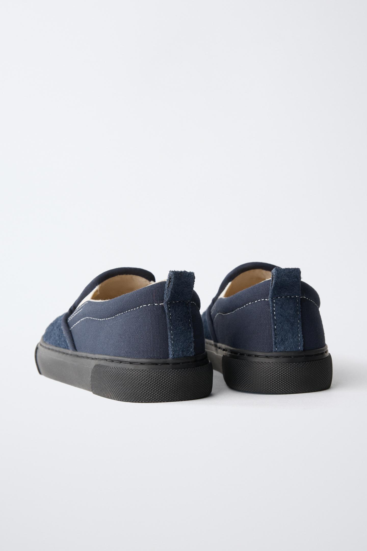 Детские кроссовки Zara Contrast Plimsolls, цвет: Синий — фото 6