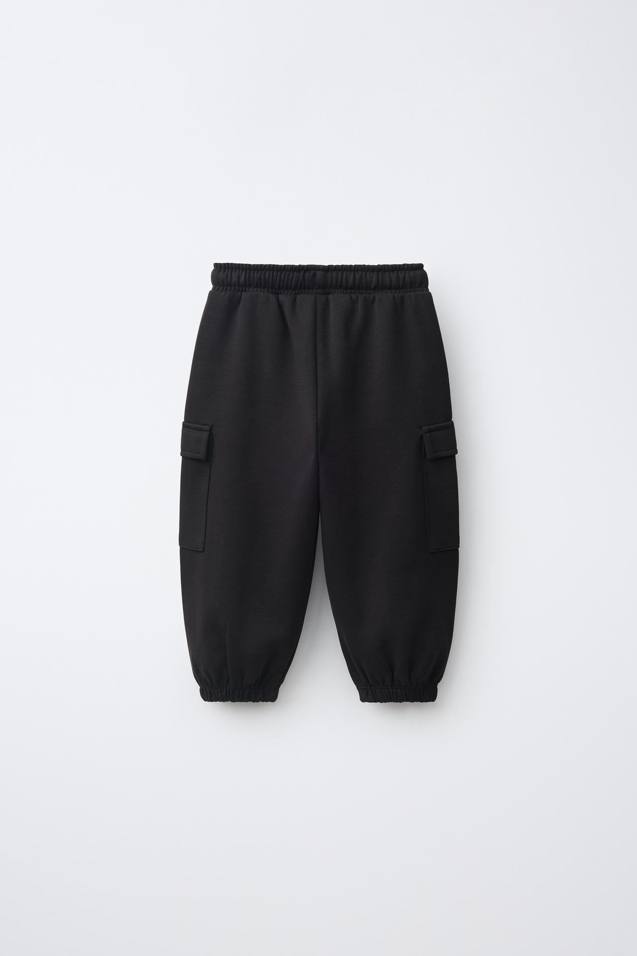 INTERLOCK CARGO JOGGER PANTS — Black