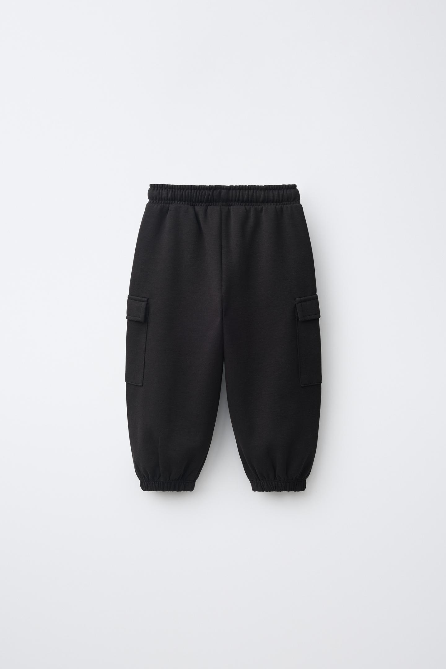 Детские брюки Zara Interlock Cargo Jogger, цвет: Чёрный — фото 2