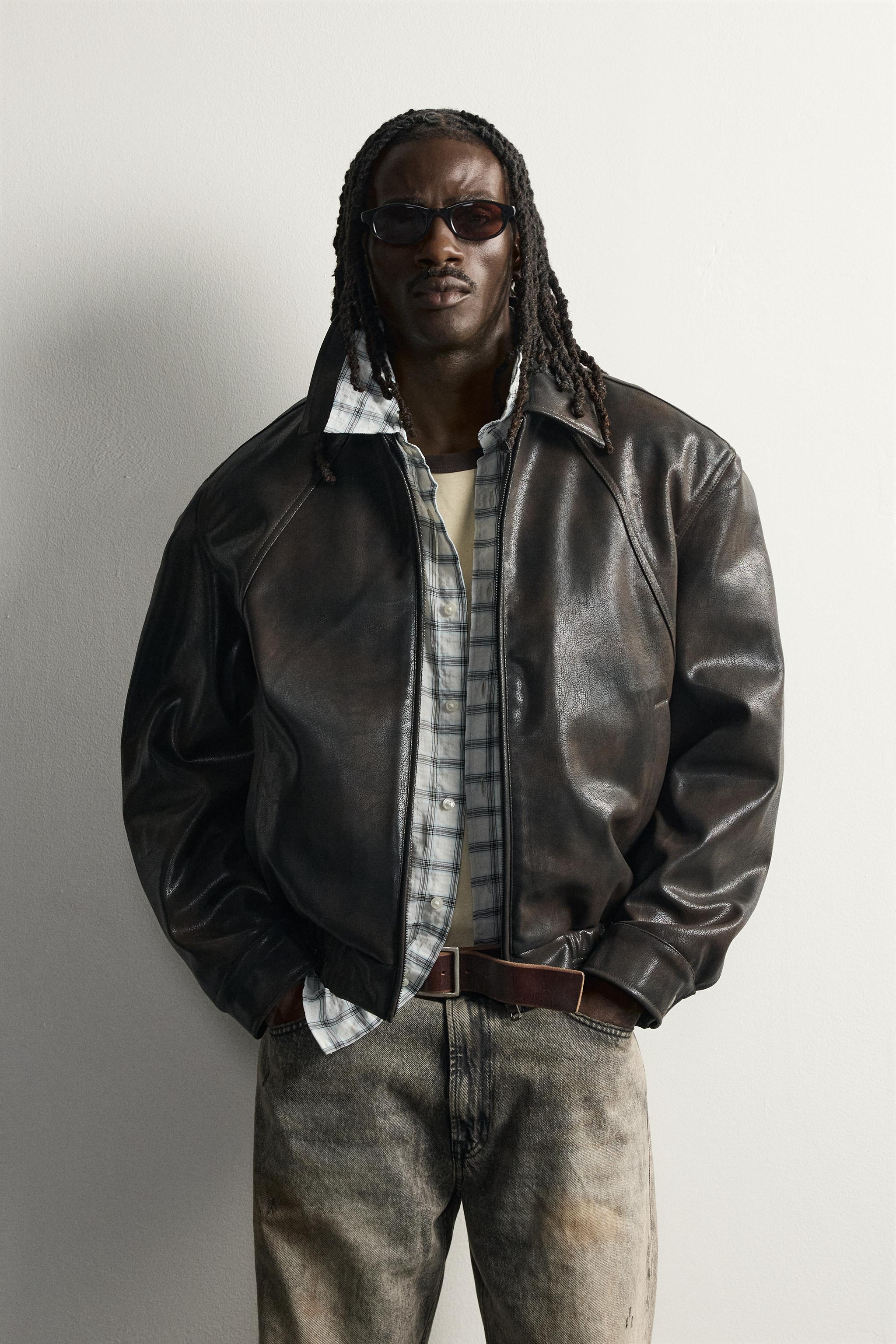 BLOUSON COUPE DÉCONTRACTÉE EN MATIÈRE SYNTHÉTIQUE