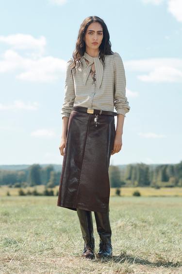 Zara PERFORATED LEATHER TALL BOOTS LIMITED EDITION - Brown