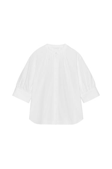 Zara ZW COLLECTION PUFF SLEEVE SHIRT - White