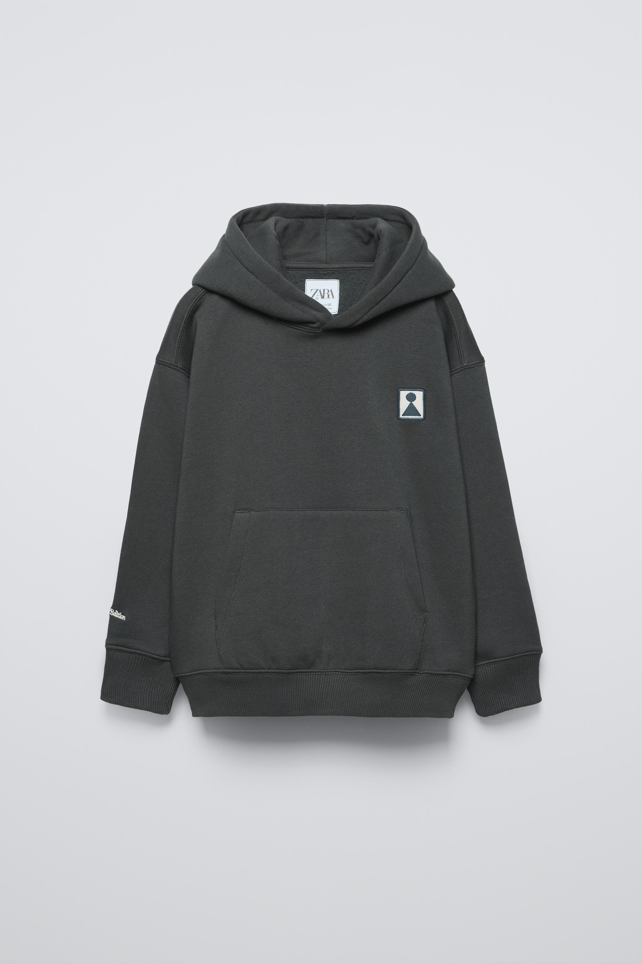 Zara grey hoodie mens sale