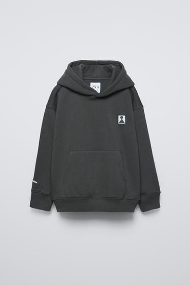 EMBROIDERED HOODIE - Anthracite grey by Zara