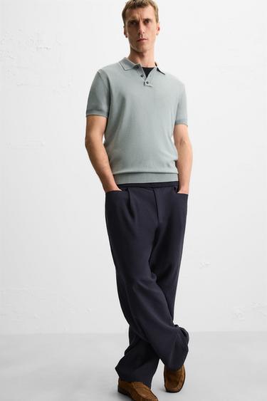 POLO EN MAILLE REGULAR FIT - Gris / Bleu de Zara - Image 4