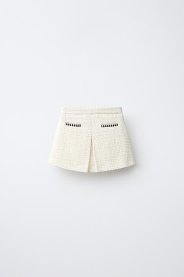 STRUCTURED POCKET SKIRT — Ecru 1