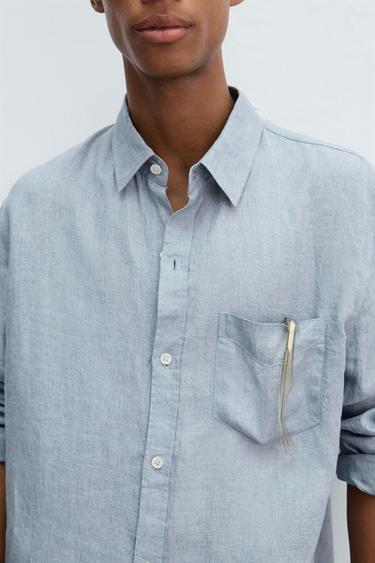RELAXED FIT 100% LINEN SHIRT - Sky blue by Zara - Image 5