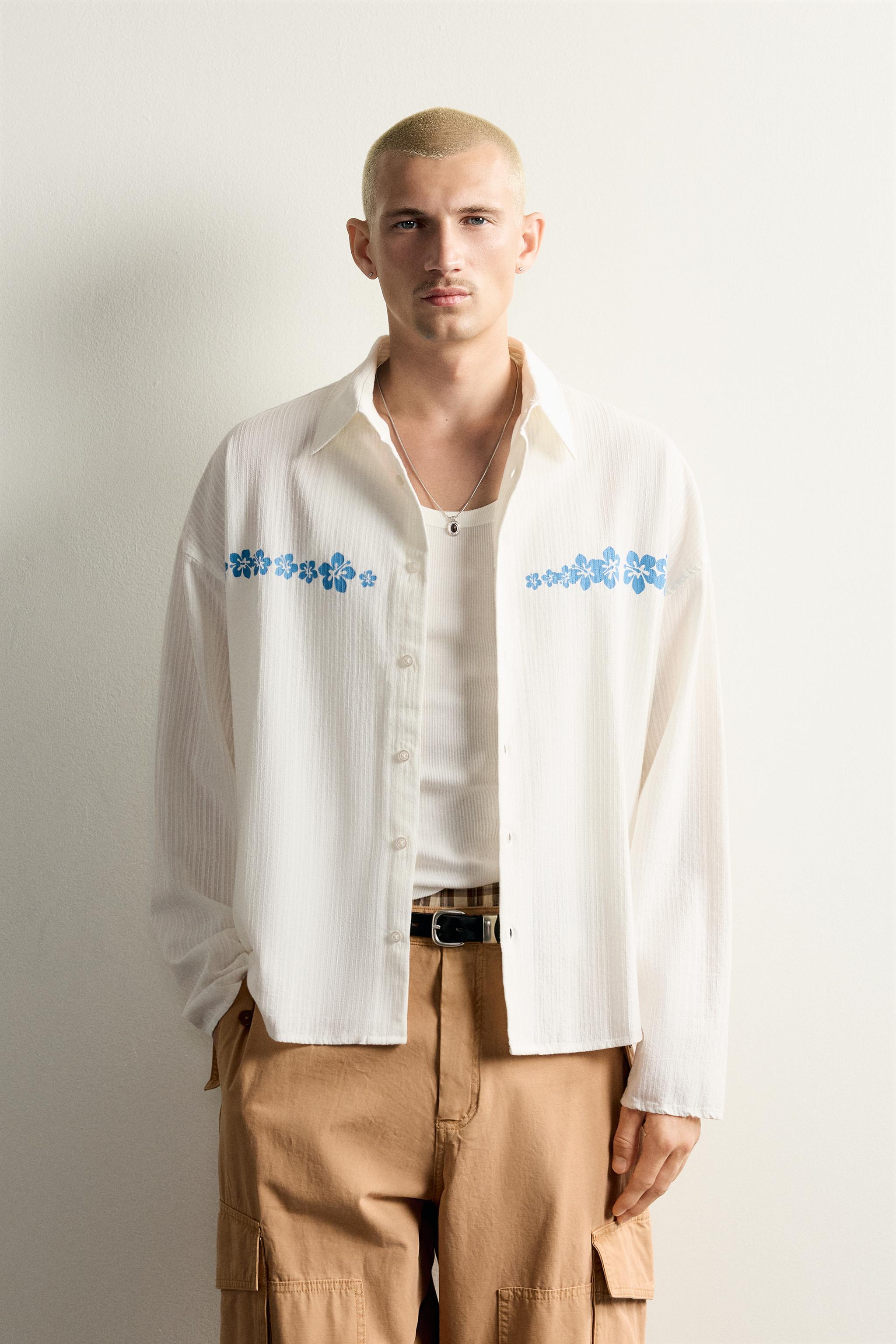 FLORAL PRINT RELAXED FIT SHIRT - White | ZARA United States