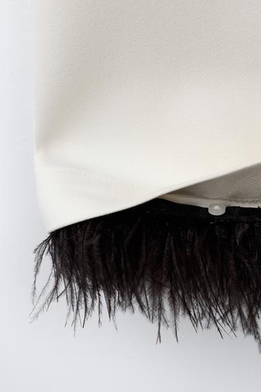 ROBE À PLUMES DÉTACHABLES - Écru de Zara - Image 4