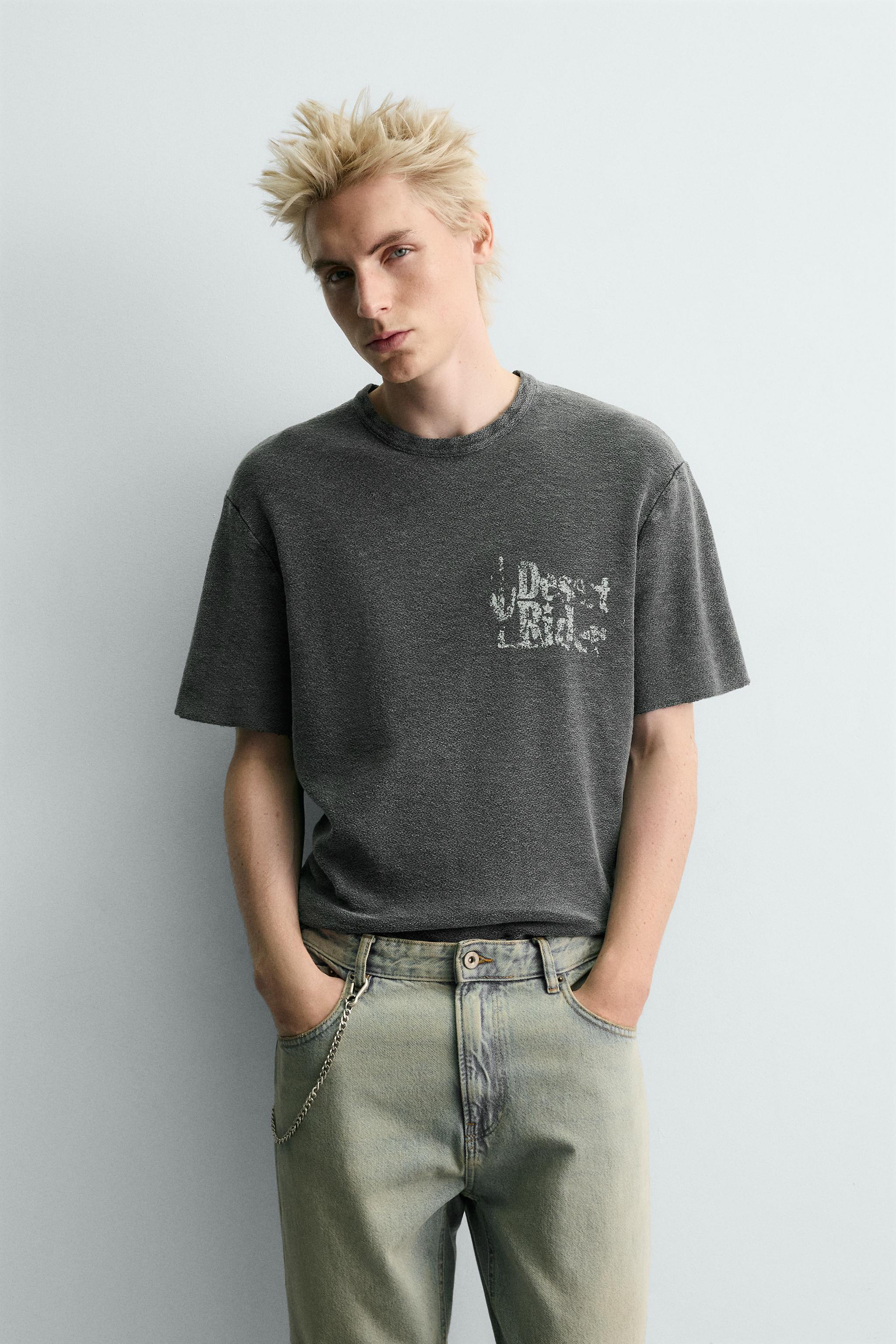 CONTRAST PRINT KNIT T-SHIRT
