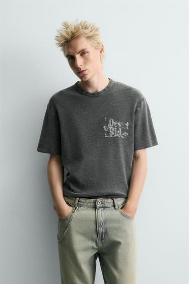 CONTRAST PRINT KNIT T-SHIRT - Black by Zara