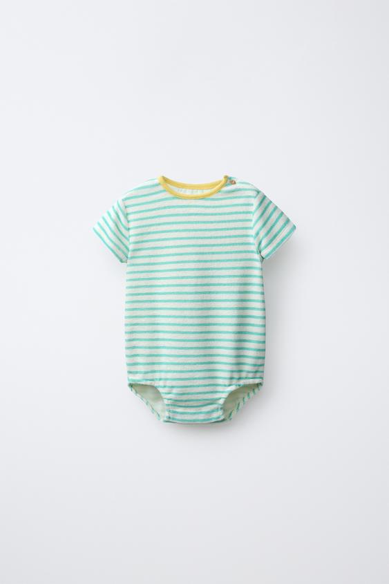 STRIPED TOWELLING BODYSUIT - Sea green by Zara - Image 0