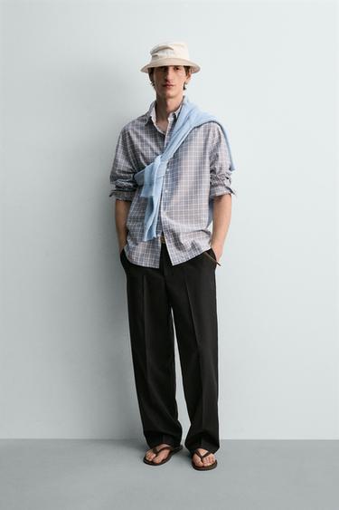 Zara LIMITED EDITION PLAID SHIRT - Sky blue - Image 0