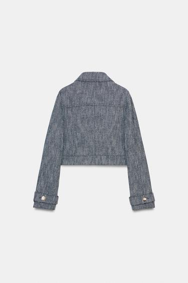 SHORT TEXTURED JACKET - Blue/White by Zara - Image 7