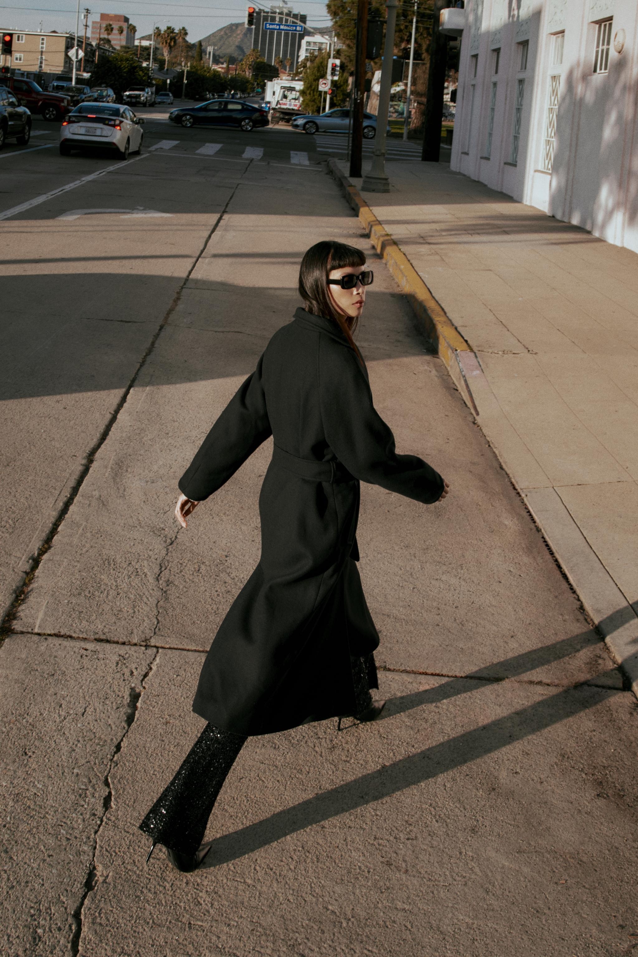 ウール製ハイネックロングコート - ブラック | ZARA Japan / 日本