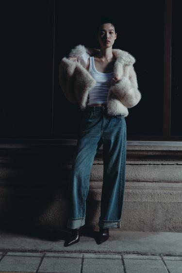 Zara ZW COLLECTION BAGGY 中腰牛仔褲 - 水洗藍色